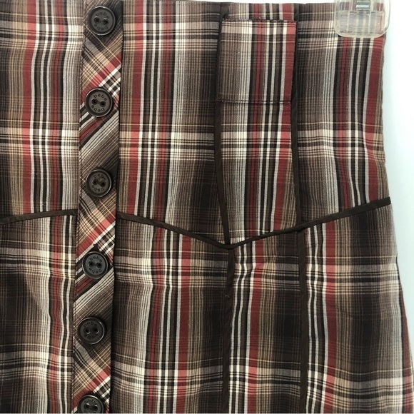 Brown Plaid Western Skirt Size 4 Cowgirl Ruffle hem lined skirt - Picture 8 of 12